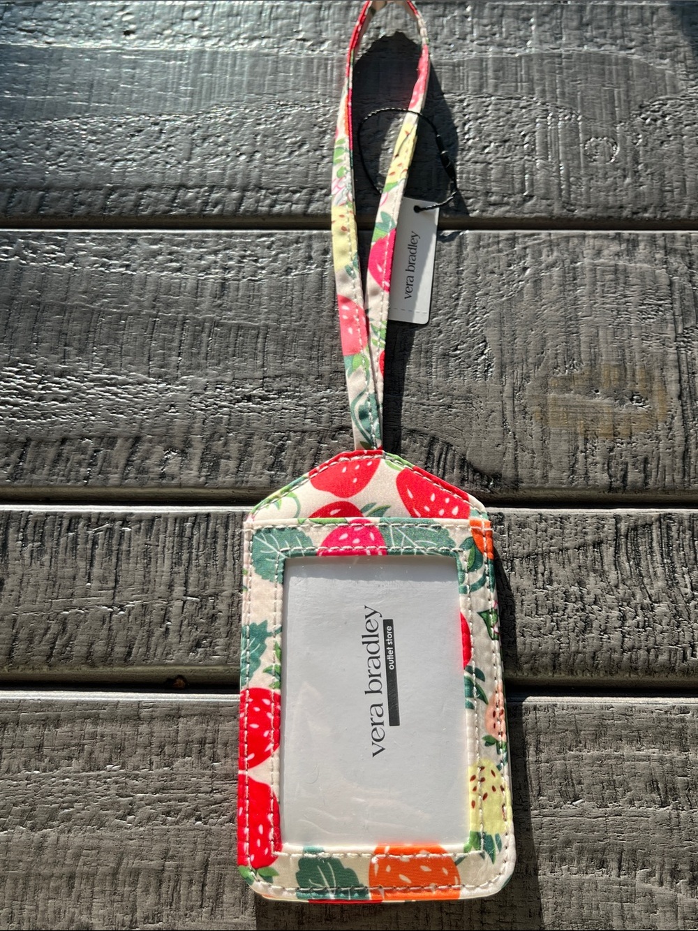 Vera Bradley Strawberry Print Luggage ID Holder in Red, Green, Pink